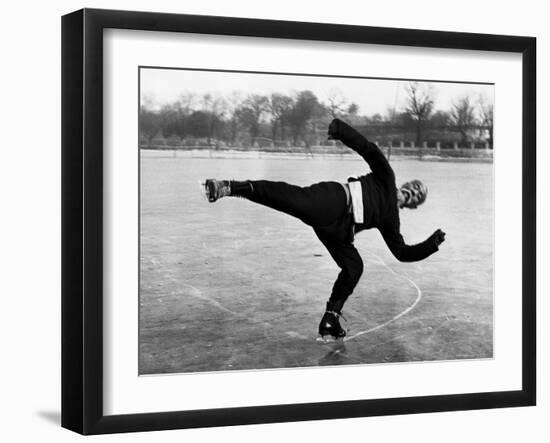 Elderly Chinese Man Ice Skating-Jack Wilkes-Framed Photographic Print