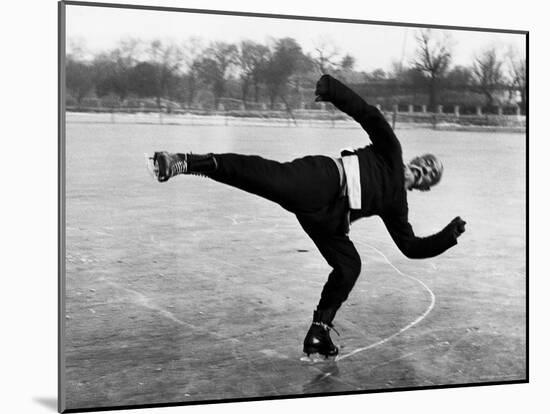 Elderly Chinese Man Ice Skating-Jack Wilkes-Mounted Photographic Print