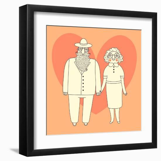 Elderly Couple. Grandparents.-Baksiabat-Framed Art Print