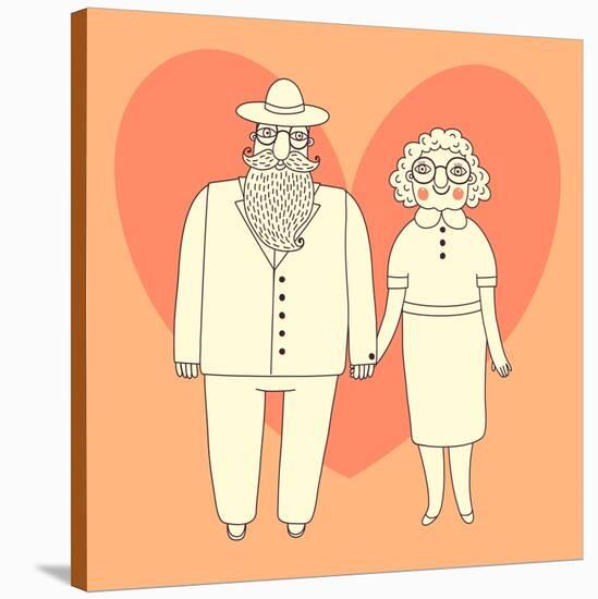 Elderly Couple. Grandparents.-Baksiabat-Stretched Canvas