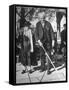 Elderly Couple Playing a Game of Shuffleboard on Outdoor Court at Hotel-Alfred Eisenstaedt-Framed Stretched Canvas