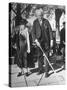 Elderly Couple Playing a Game of Shuffleboard on Outdoor Court at Hotel-Alfred Eisenstaedt-Stretched Canvas