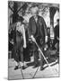 Elderly Couple Playing a Game of Shuffleboard on Outdoor Court at Hotel-Alfred Eisenstaedt-Mounted Premium Photographic Print