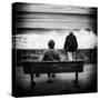 Elderly Couple Watch the Waves-Rory Garforth-Stretched Canvas