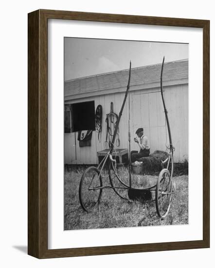 Elderly Horseman Relaxing Near Lenn County Fair-Bob Landry-Framed Premium Photographic Print