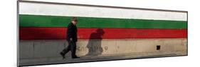 Elderly Man Passes a National Flag Painted on Front of a Polling Station in Bulgarian Capital Sofia-null-Mounted Photographic Print