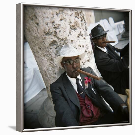 Elderly Men Posing with Cigars, Havana, Cuba, West Indies, Central America-Lee Frost-Framed Photographic Print