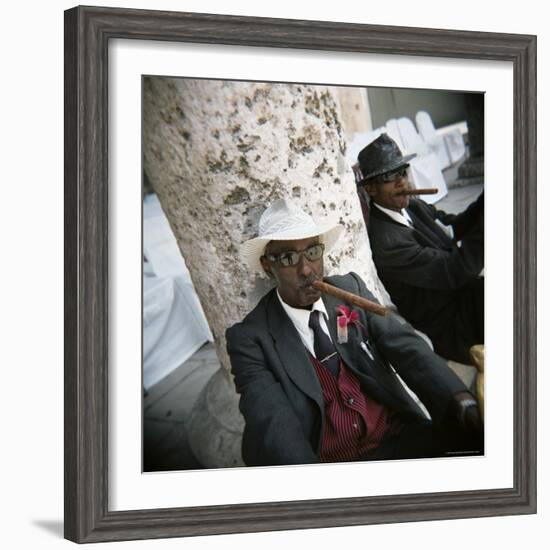 Elderly Men Posing with Cigars, Havana, Cuba, West Indies, Central America-Lee Frost-Framed Photographic Print