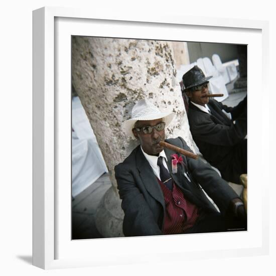 Elderly Men Posing with Cigars, Havana, Cuba, West Indies, Central America-Lee Frost-Framed Photographic Print