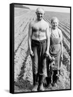 Elderly Polish Farming Couple Posing in the Fields Near Bialystok-Paul Schutzer-Framed Stretched Canvas