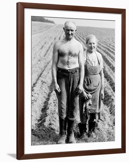 Elderly Polish Farming Couple Posing in the Fields Near Bialystok-Paul Schutzer-Framed Photographic Print