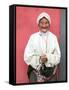 Elderly Tibetan Woman with Red Wall, Tagong, Sichuan, China-Keren Su-Framed Stretched Canvas