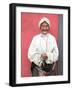 Elderly Tibetan Woman with Red Wall, Tagong, Sichuan, China-Keren Su-Framed Photographic Print