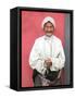 Elderly Tibetan Woman with Red Wall, Tagong, Sichuan, China-Keren Su-Framed Stretched Canvas