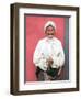 Elderly Tibetan Woman with Red Wall, Tagong, Sichuan, China-Keren Su-Framed Photographic Print