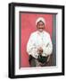 Elderly Tibetan Woman with Red Wall, Tagong, Sichuan, China-Keren Su-Framed Photographic Print