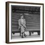 Elderly White South African Smoking Pipe Alone on Bench with Sign Noting, For Europeans Only-Nat Farbman-Framed Photographic Print