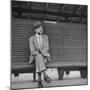 Elderly White South African Smoking Pipe Alone on Bench with Sign Noting, For Europeans Only-Nat Farbman-Mounted Photographic Print