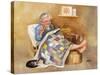 Elderly Woman Quilting-Dianne Dengel-Stretched Canvas