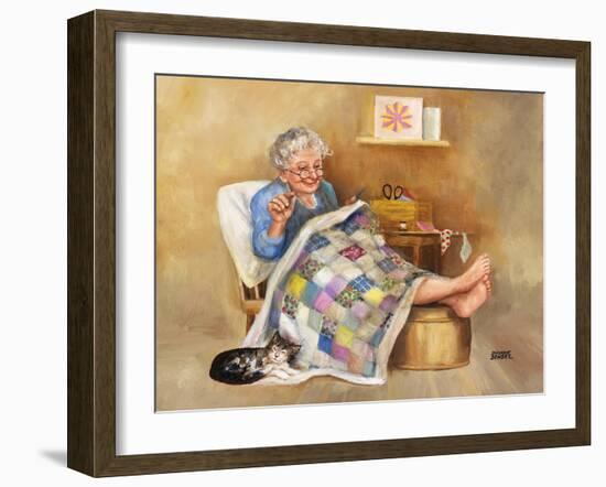 Elderly Woman Quilting-Dianne Dengel-Framed Giclee Print