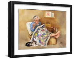 Elderly Woman Quilting-Dianne Dengel-Framed Giclee Print