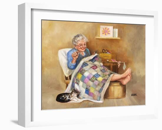 Elderly Woman Quilting-Dianne Dengel-Framed Giclee Print