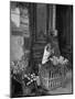 Elderly Woman Selling Flowers Outside Gallerie du Bac, Paris-Gjon Mili-Mounted Photographic Print