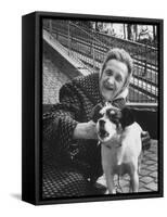Elderly Woman with Pet Dog "Miquette" on Steps of Montmartre-Alfred Eisenstaedt-Framed Stretched Canvas