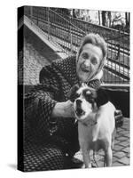 Elderly Woman with Pet Dog "Miquette" on Steps of Montmartre-Alfred Eisenstaedt-Stretched Canvas