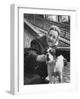 Elderly Woman with Pet Dog "Miquette" on Steps of Montmartre-Alfred Eisenstaedt-Framed Photographic Print