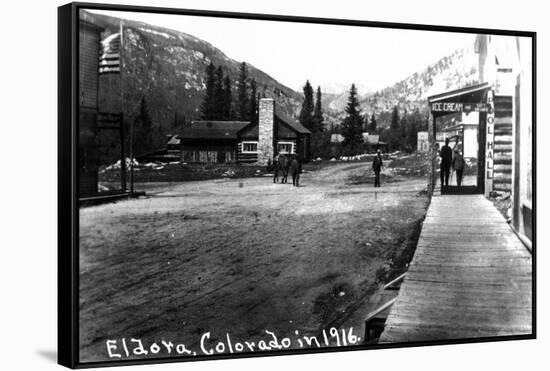 Eldora, Colorado - Street Scene-Lantern Press-Framed Stretched Canvas