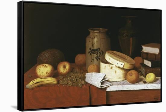 Eleame Figs and Newspaper-William Michael Harnett-Framed Stretched Canvas