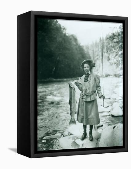 Eleanor Chittenden with Elwha River Trout-Asahel Curtis-Framed Stretched Canvas