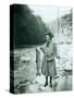 Eleanor Chittenden with Elwha River Trout-Asahel Curtis-Stretched Canvas