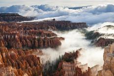 Fog and Clouds of a Partial Temperature Inversion Surround the Red Rocks of Bryce Canyon-Eleanor-Photographic Print