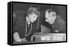 Eleanor Roosevelt and Secretary of State Dean Acheson at United Nations General Assembly in Paris-null-Framed Stretched Canvas