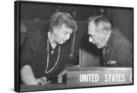 Eleanor Roosevelt and Secretary of State Dean Acheson at United Nations General Assembly in Paris-null-Framed Photo