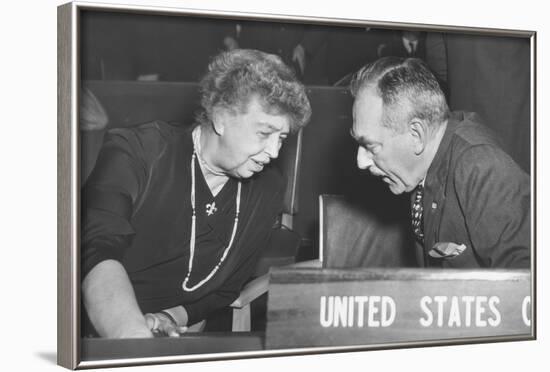 Eleanor Roosevelt and Secretary of State Dean Acheson at United Nations General Assembly in Paris-null-Framed Photo