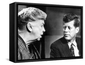 Eleanor Roosevelt and Sen John F Kennedy in a Public Appearance at Brandeis University-null-Framed Stretched Canvas