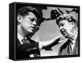 Eleanor Roosevelt and Sen John Kennedy in a Public Appearance at Brandeis University-null-Framed Stretched Canvas
