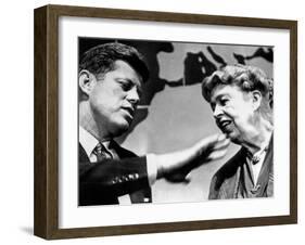 Eleanor Roosevelt and Sen John Kennedy in a Public Appearance at Brandeis University-null-Framed Photo