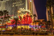 Neon Lights, Las Vegas Strip at Dusk with Flamingo Facade and Palm Trees, Las Vegas, Nevada, Usa-Eleanor Scriven-Photographic Print