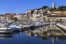 Reflections of boats and Le Suquet, Old port, Cannes, Cote d'Azur, Alpes Maritimes, France-Eleanor Scriven-Photographic Print