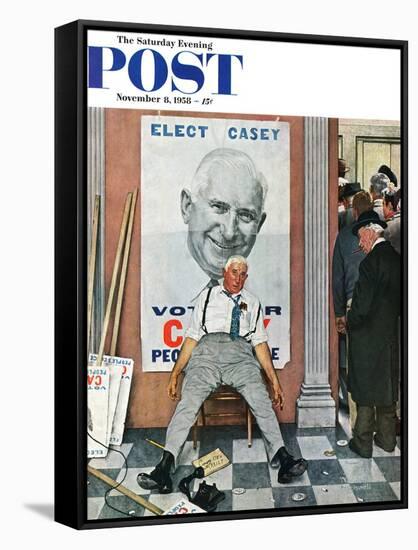 "Elect Casey" or "Defeated Candidate" Saturday Evening Post Cover, November 8,1958-Norman Rockwell-Framed Stretched Canvas