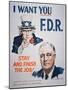 Election Campaign Poster Featuring President Franklin D. Roosevelt, 1941-null-Mounted Giclee Print