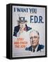 Election Campaign Poster Featuring President Franklin D. Roosevelt, 1941-null-Framed Stretched Canvas