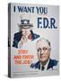 Election Campaign Poster Featuring President Franklin D. Roosevelt, 1941-null-Stretched Canvas