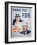 Election Campaign Poster Featuring President Franklin D. Roosevelt, 1941-null-Framed Premium Giclee Print