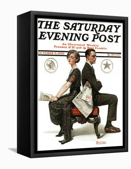 "Election Debate" Saturday Evening Post Cover, October 9,1920-Norman Rockwell-Framed Stretched Canvas