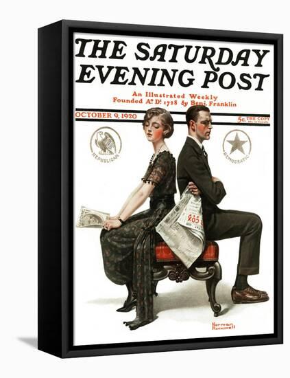 "Election Debate" Saturday Evening Post Cover, October 9,1920-Norman Rockwell-Framed Stretched Canvas